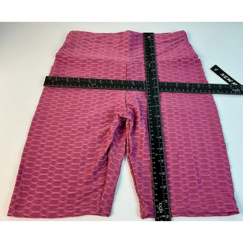 NEW MIX Mauve Honeycomb Textured Workout Tank Top &‎ Biker Shorts Set Size S/M